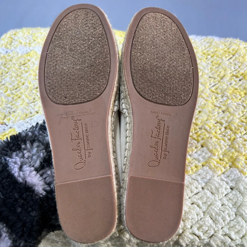 Quacker Factory Jeanne Bice QK-DAMIE Anchor Sequin Espadrille Flats‎ Cream 6M/36